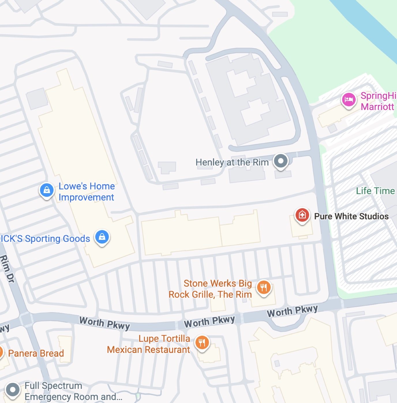 Map showing Pure White Studios at The Rim, 5811 Worth Pkwy, San Antonio TX